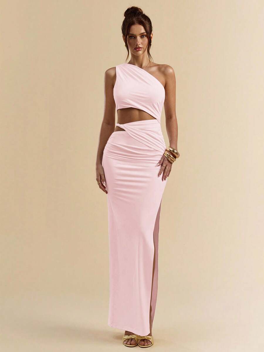 SVELTO - Asymmetric Bodycon Maxi Dress with High Slit