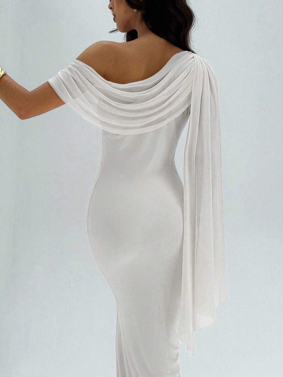 NOIREL - Asymmetric One Shoulder Bodycon Maxi Dress