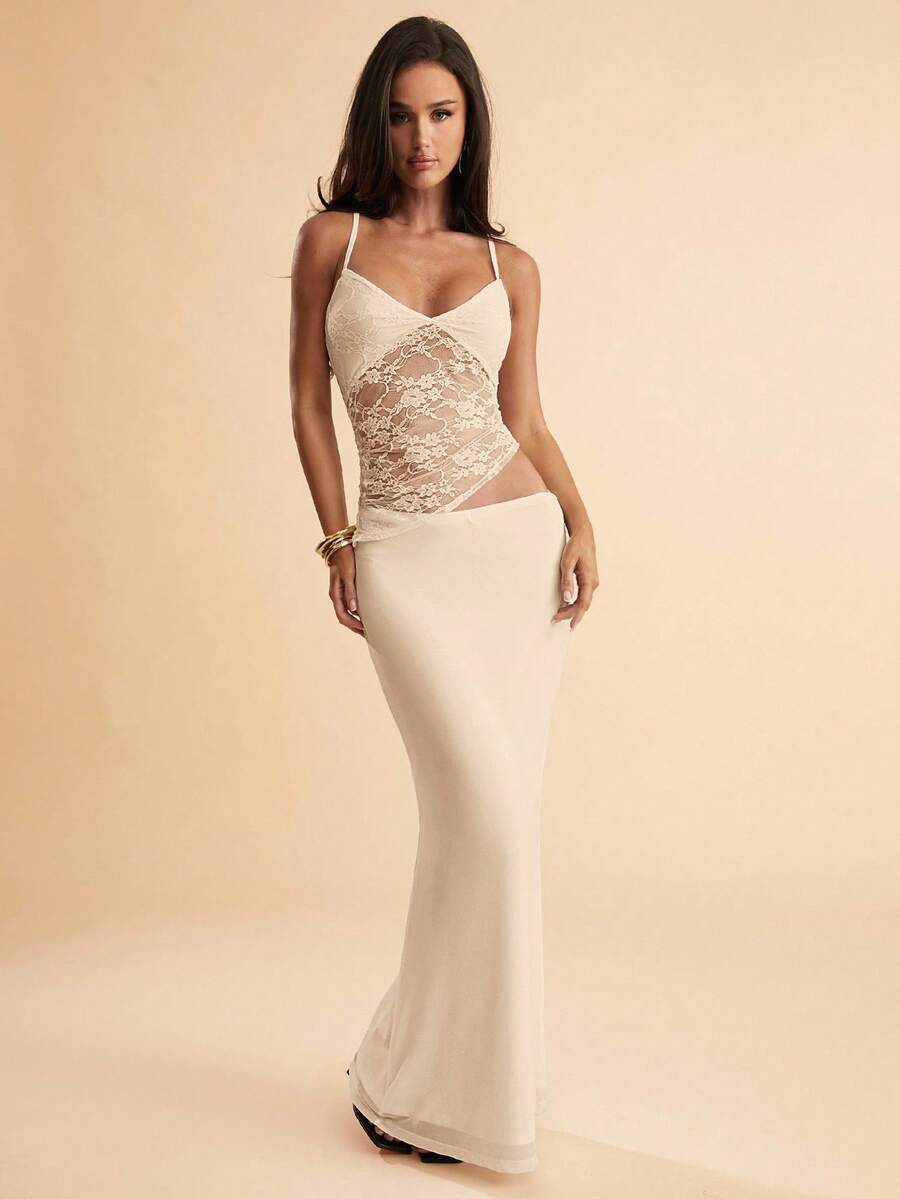 NARILA - Lace Panel Bodycon Maxi Dress