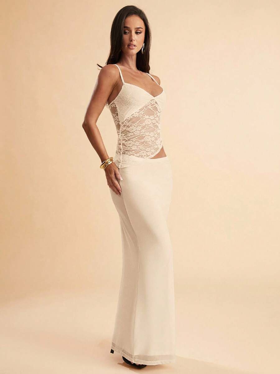 NARILA - Lace Panel Bodycon Maxi Dress