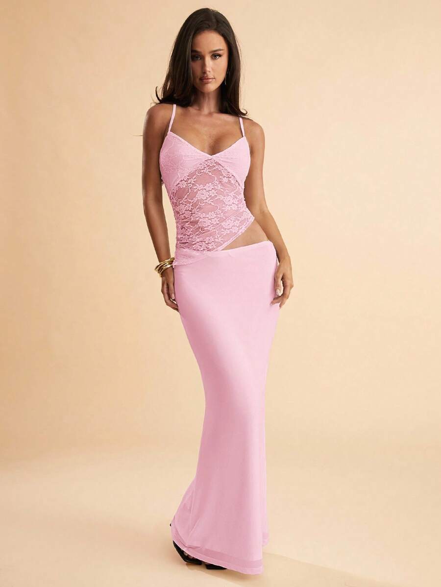 NARILA - Lace Panel Bodycon Maxi Dress