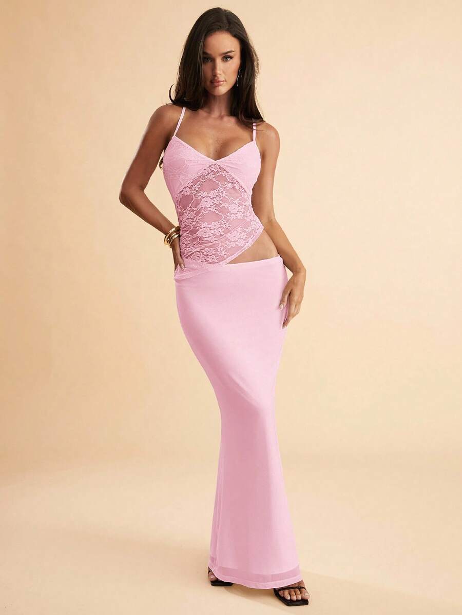 NARILA - Lace Panel Bodycon Maxi Dress