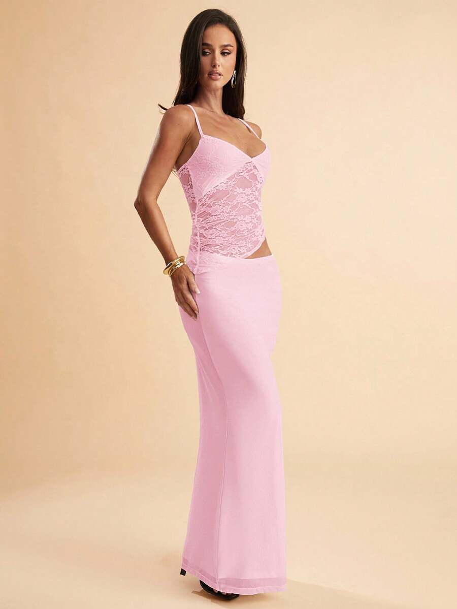 NARILA - Lace Panel Bodycon Maxi Dress