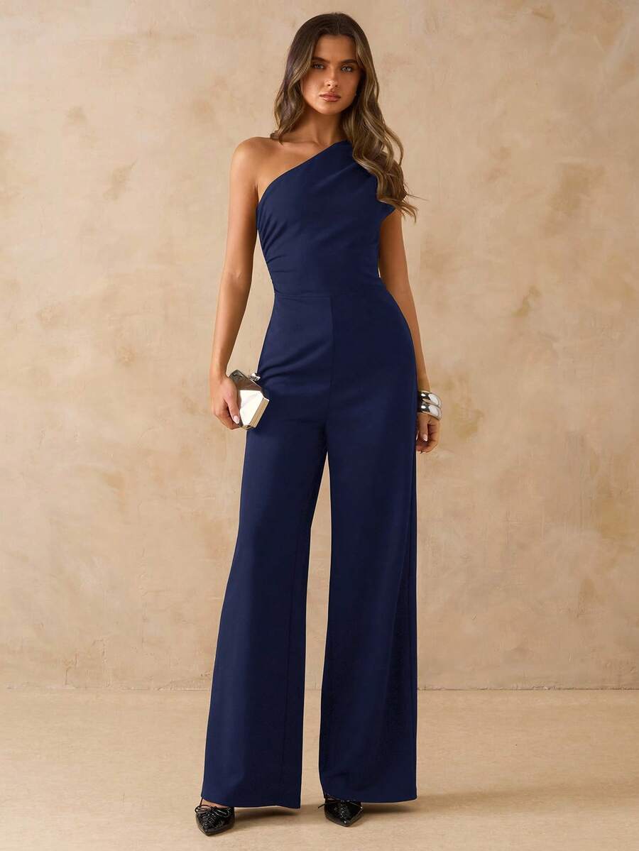 NORI - Asymmetrical One Shoulder Wide Leg Jumpsuit maxi dress