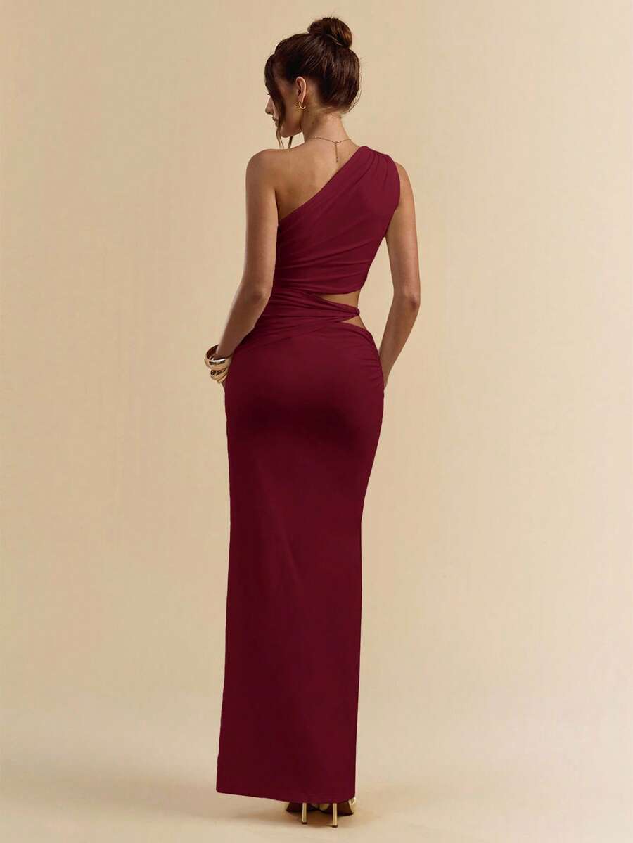 SVELTO - Asymmetric Bodycon Maxi Dress with High Slit