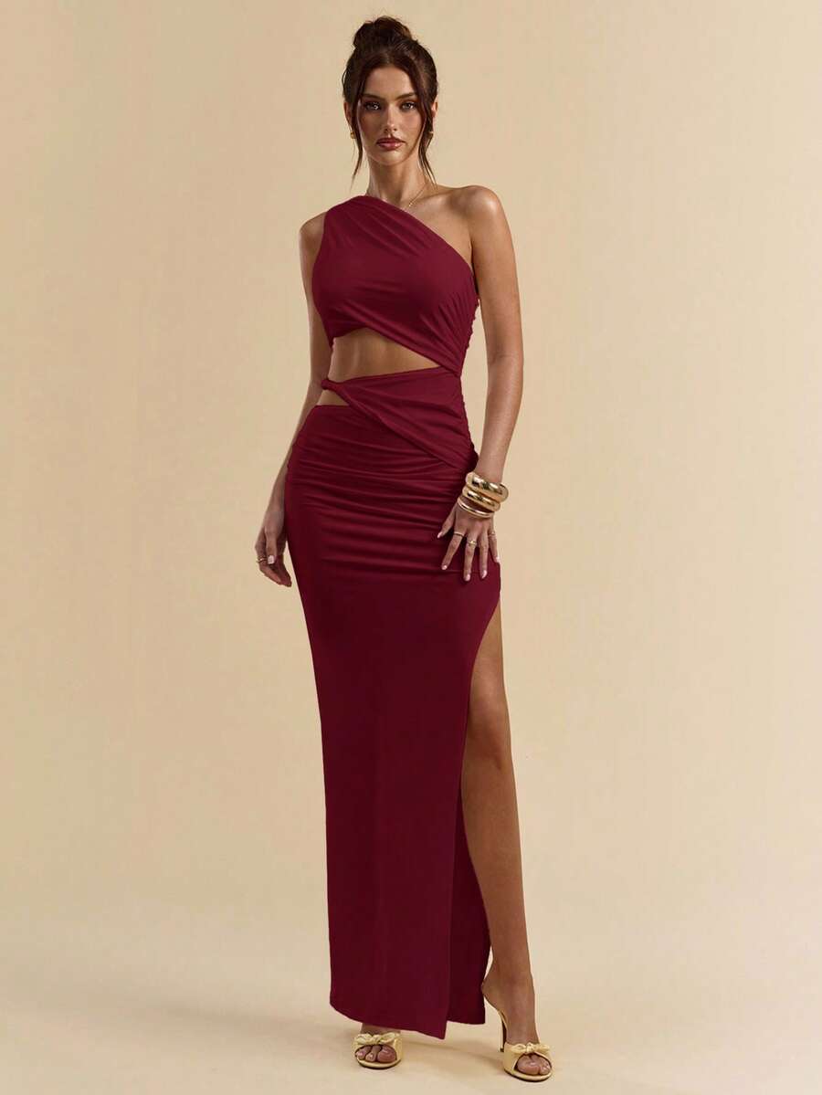 SVELTO - Asymmetric Bodycon Maxi Dress with High Slit
