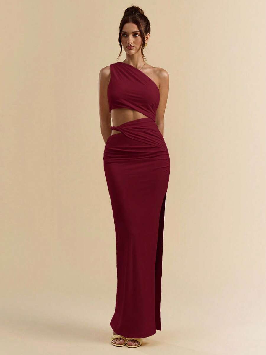 SVELTO - Asymmetric Bodycon Maxi Dress with High Slit
