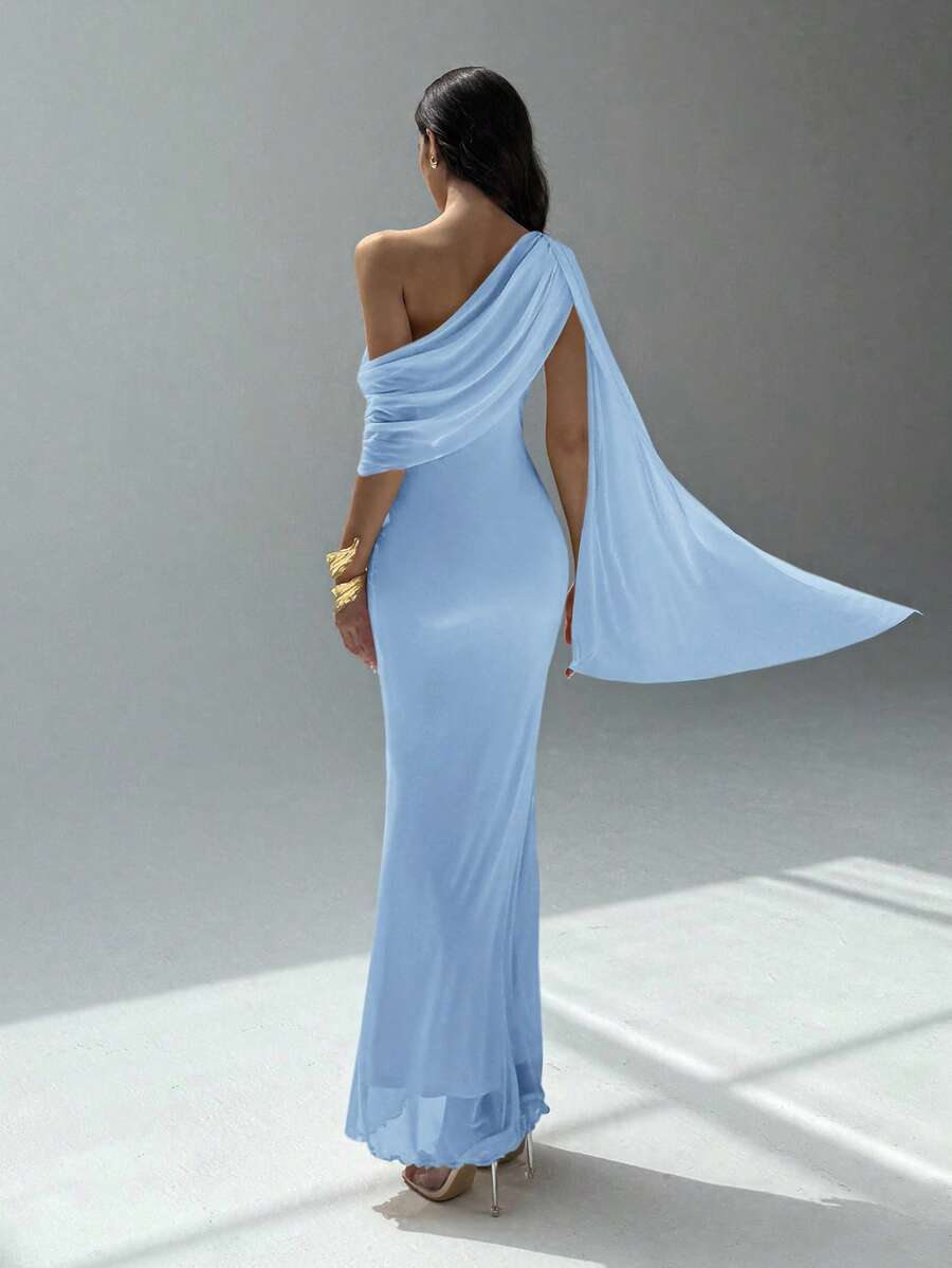 NOIREL - Asymmetric One Shoulder Bodycon Maxi Dress