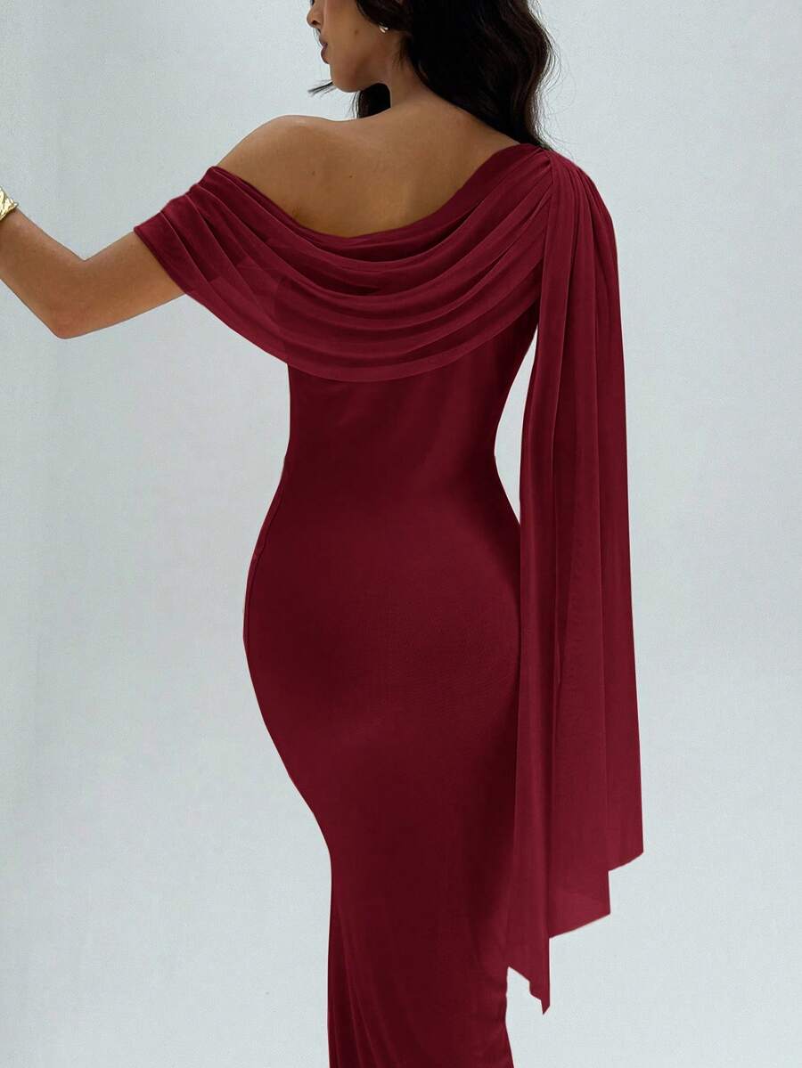 NOIREL - Asymmetric One Shoulder Bodycon Maxi Dress