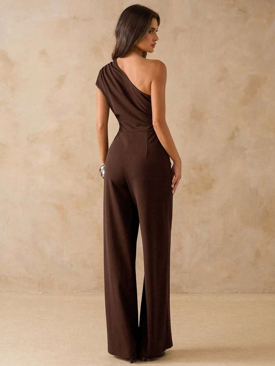 NORI - Asymmetrical One Shoulder Wide Leg Jumpsuit maxi dress