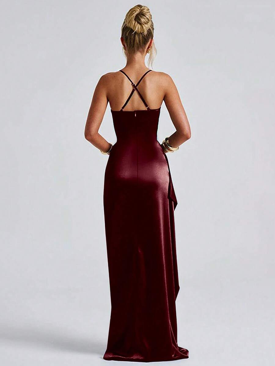 SATINÉ - Spaghetti Strap Satin Maxi Dress