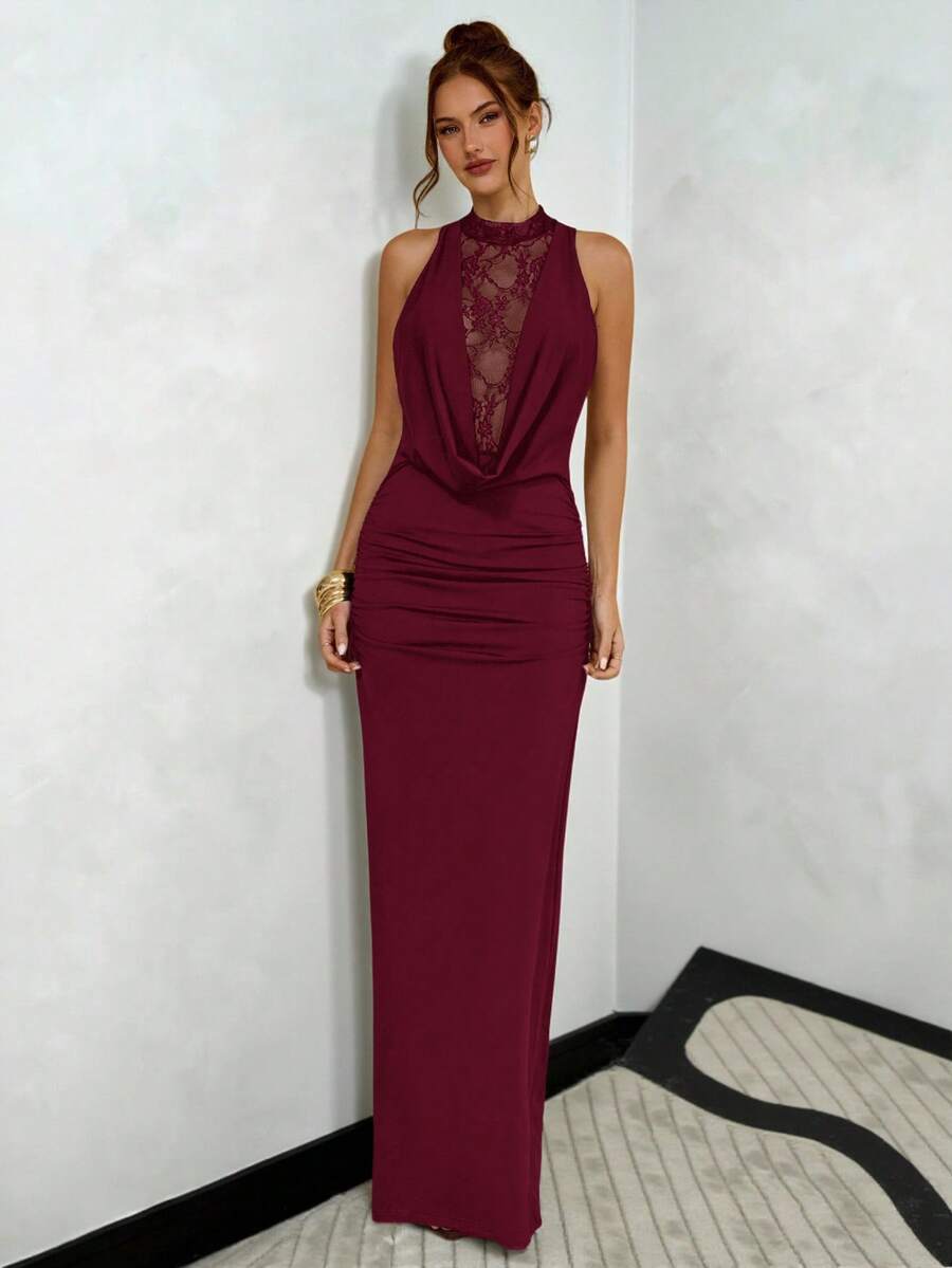 NARU - Lace Plunge Maxi Dress