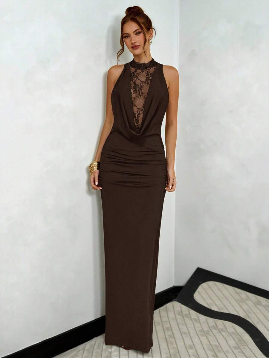 NARU - Lace Plunge Maxi Dress