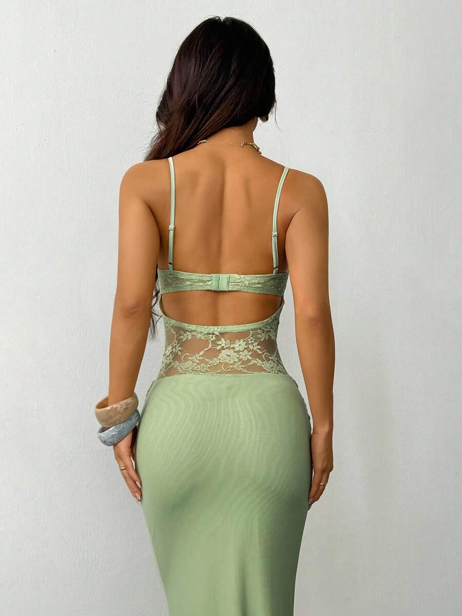 VALE -Lace Cami Bodycon Maxi Dress