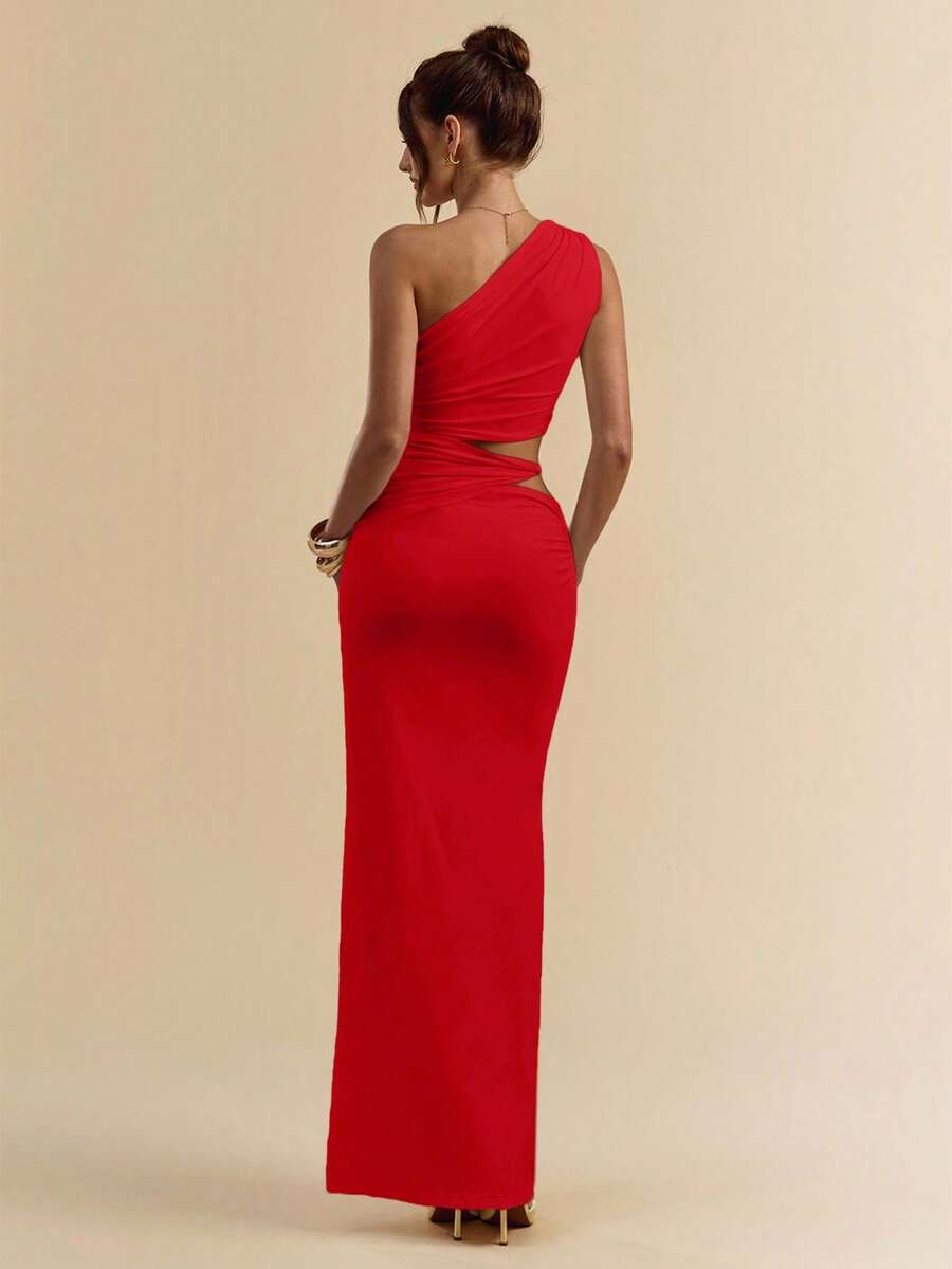 SVELTO - Asymmetric Bodycon Maxi Dress with High Slit