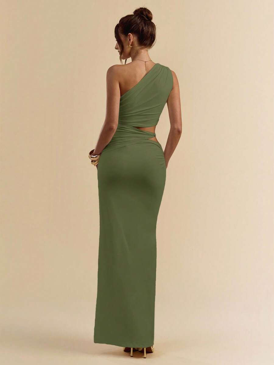 SVELTO - Asymmetric Bodycon Maxi Dress with High Slit