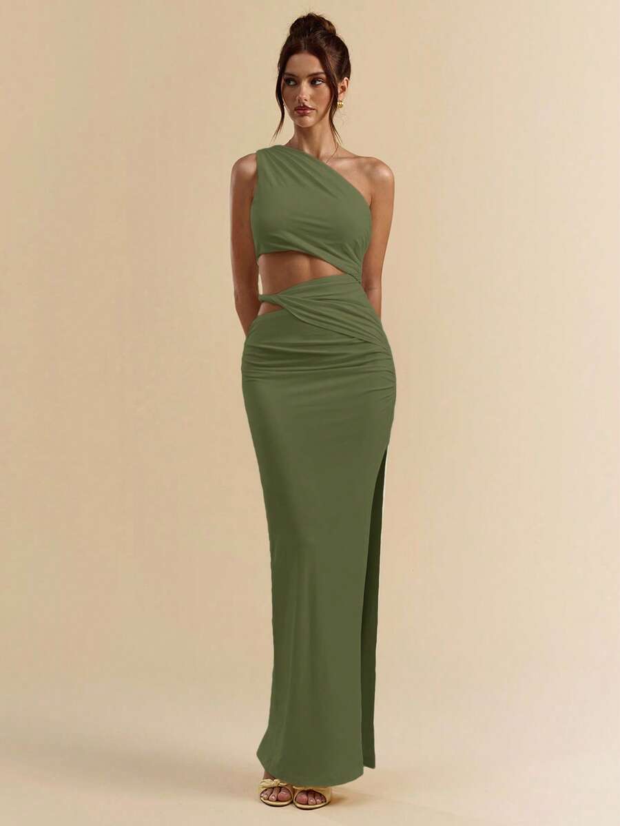 SVELTO - Asymmetric Bodycon Maxi Dress with High Slit