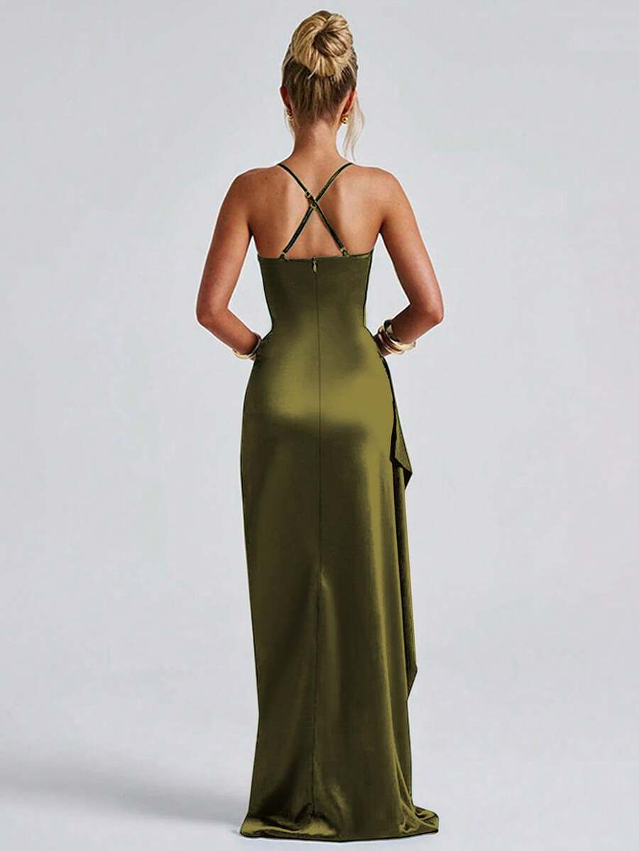 SATINÉ - Spaghetti Strap Satin Maxi Dress