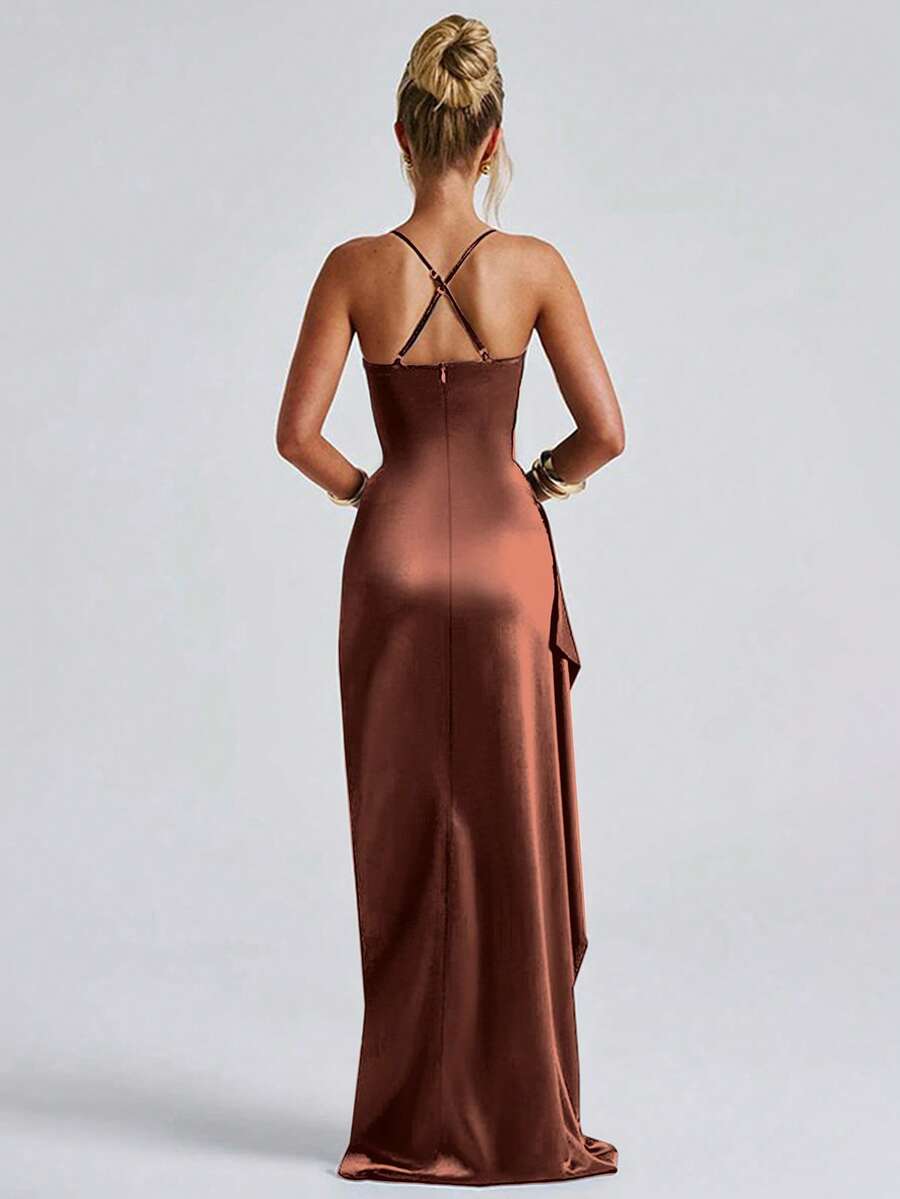 SATINÉ - Spaghetti Strap Satin Maxi Dress