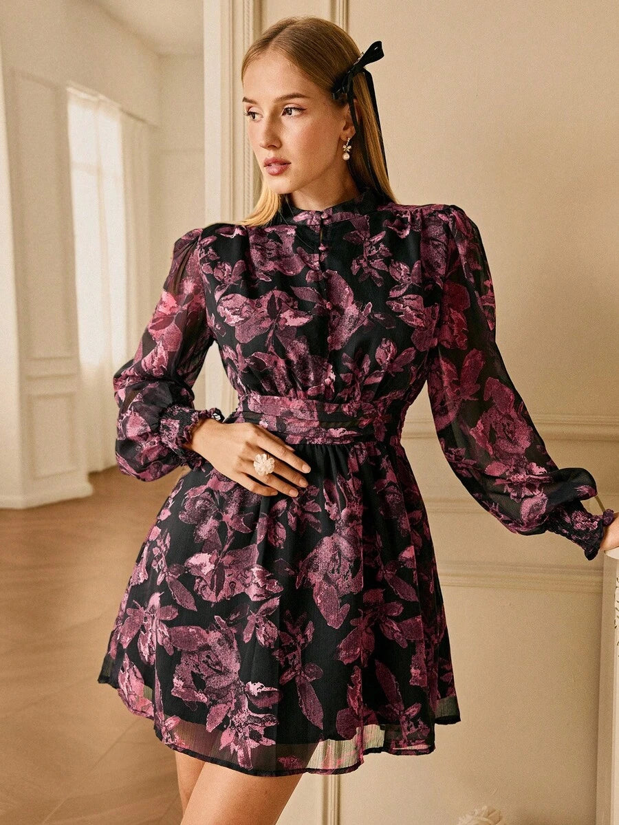 VALISSA - Long Sleeve A Line Mini Dress Multicolor_3