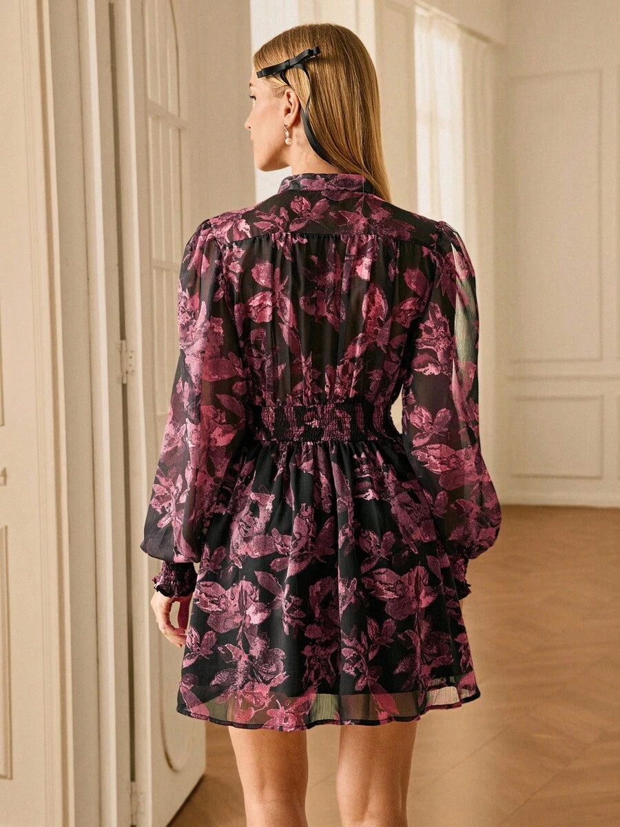 VALISSA - Long Sleeve A Line Mini Dress