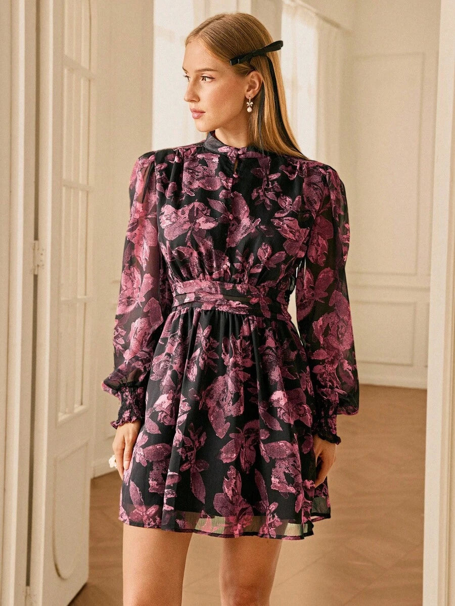 VALISSA - Long Sleeve A Line Mini Dress