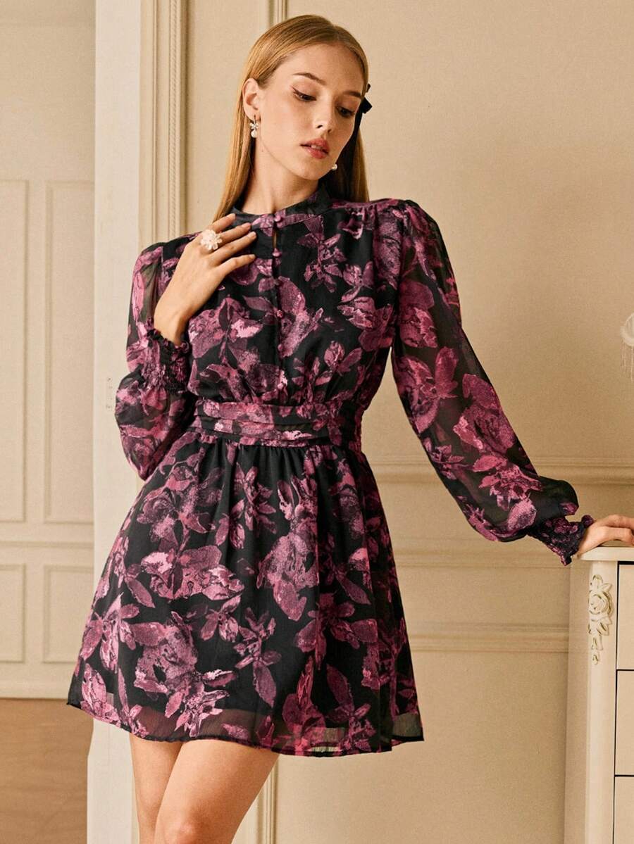 VALISSA - Long Sleeve A Line Mini Dress