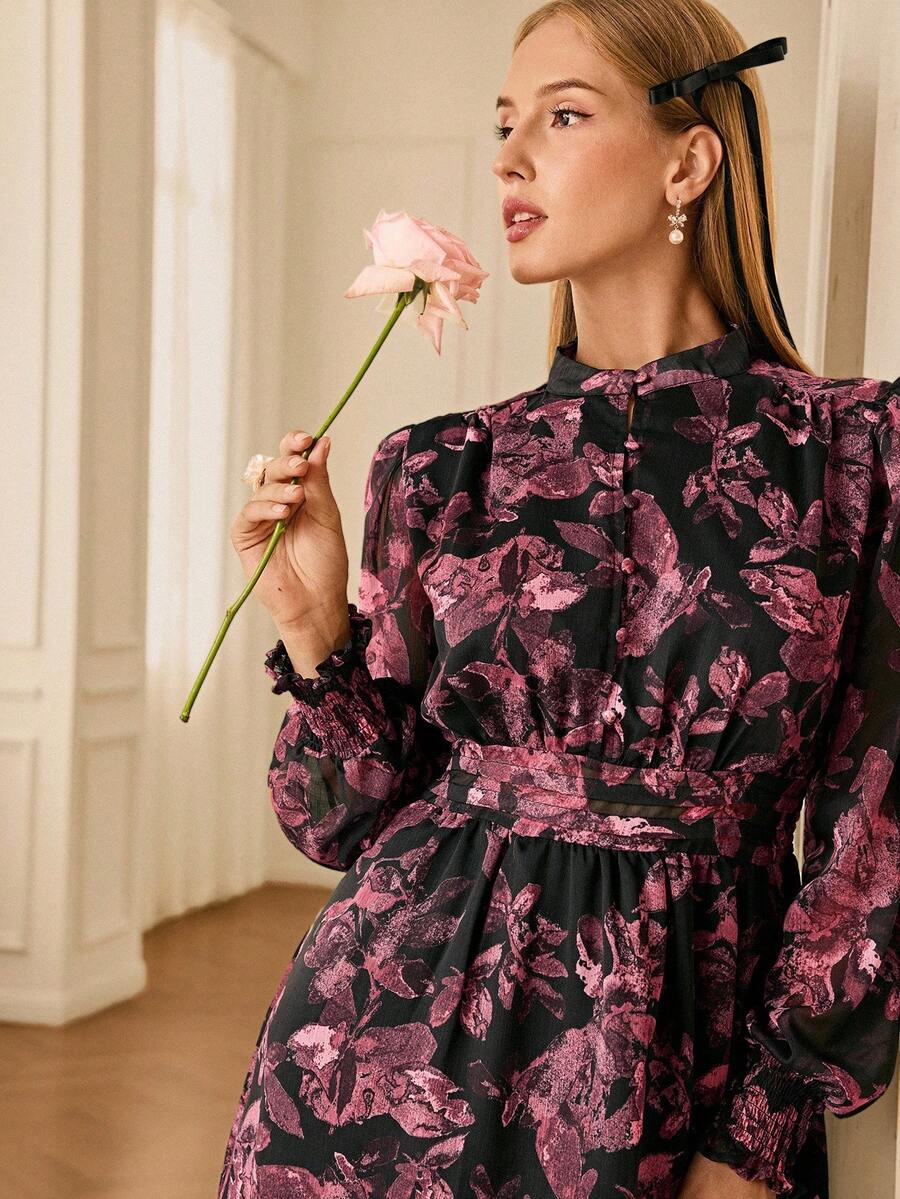 VALISSA - Long Sleeve A Line Mini Dress