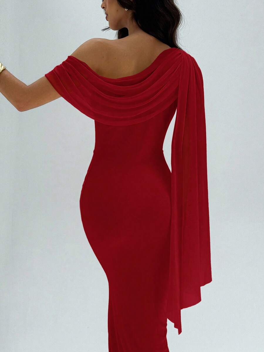 NOIREL - Asymmetric One Shoulder Bodycon Maxi Dress