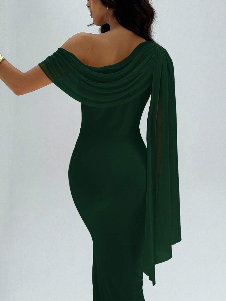 NOIREL - Asymmetric One Shoulder Bodycon Maxi Dress