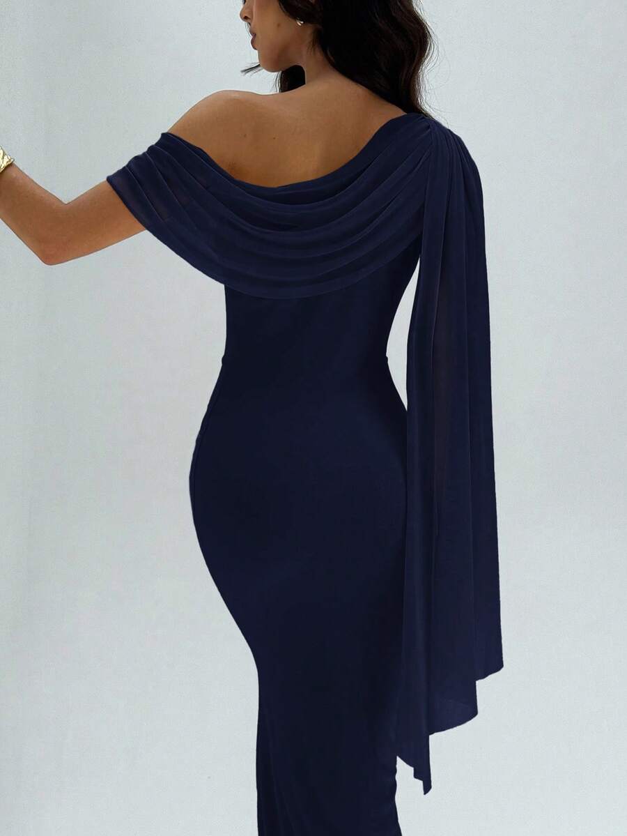 NOIREL - Asymmetric One Shoulder Bodycon Maxi Dress