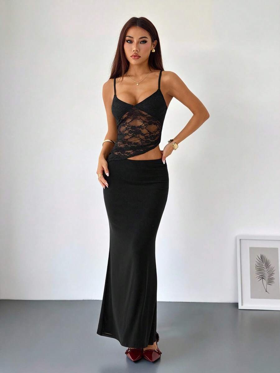 VELISSE - Lace Bodycon Maxi Dress