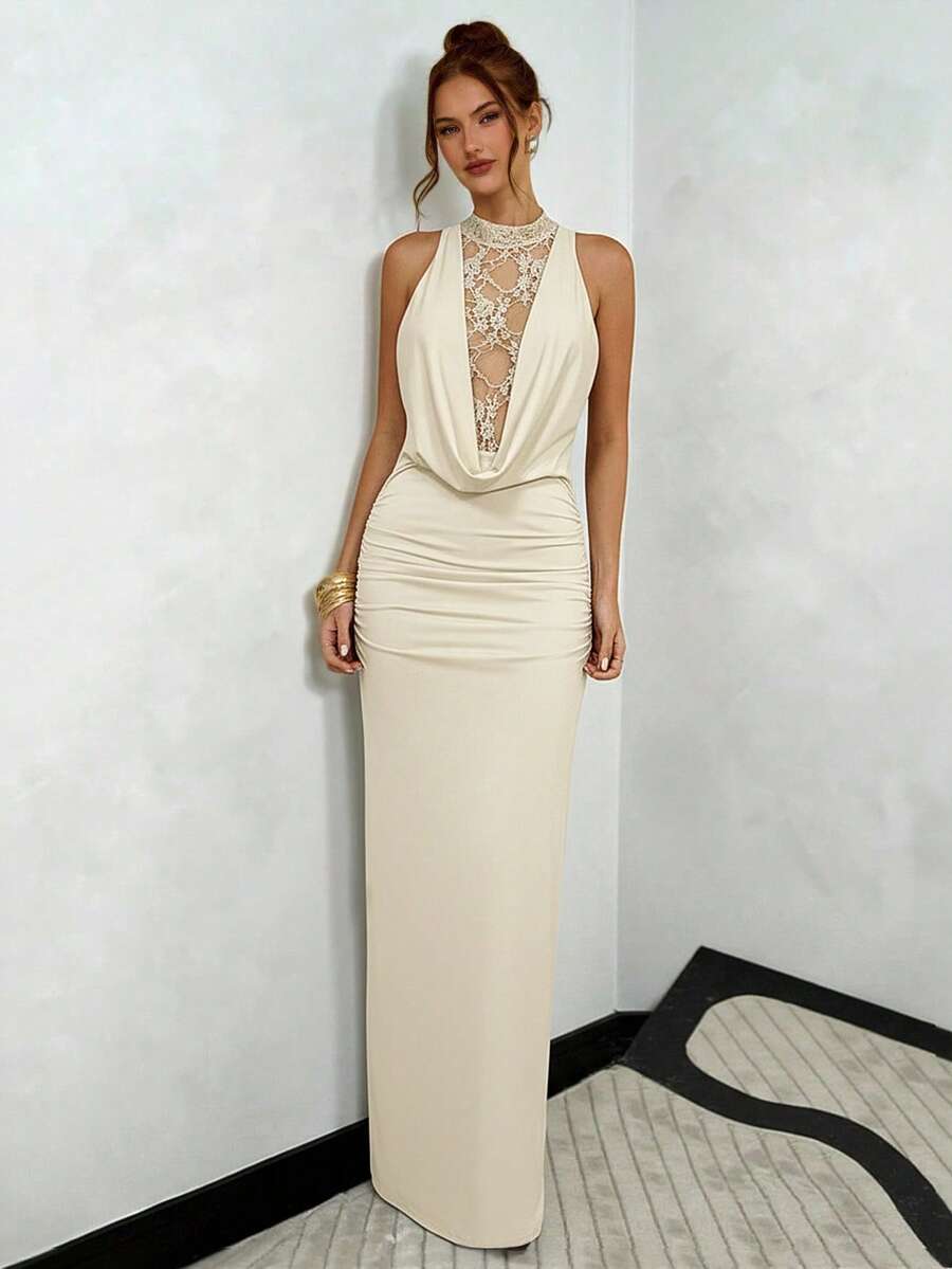 NARU - Lace Plunge Maxi Dress
