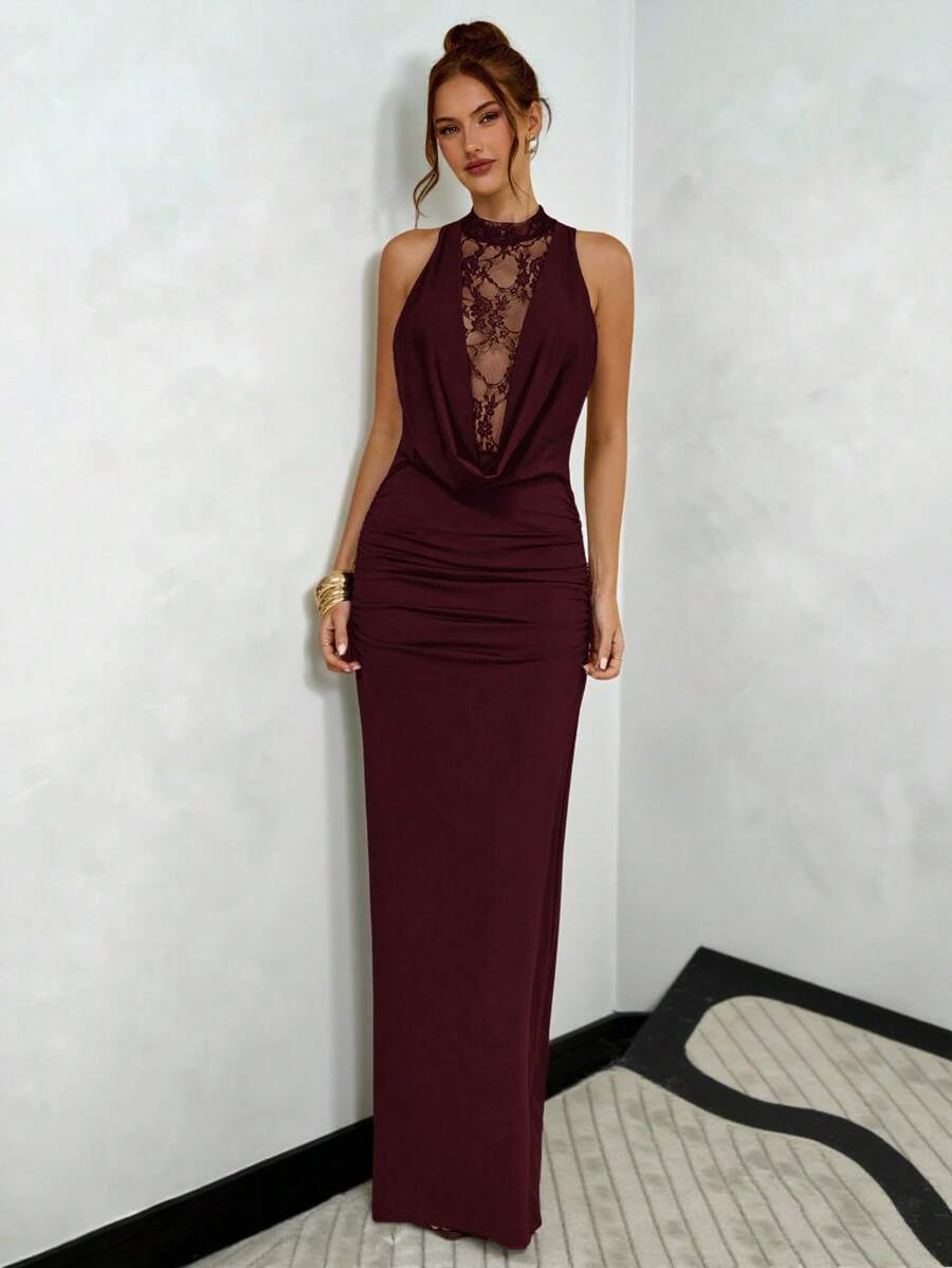 NARU - Lace Plunge Maxi Dress