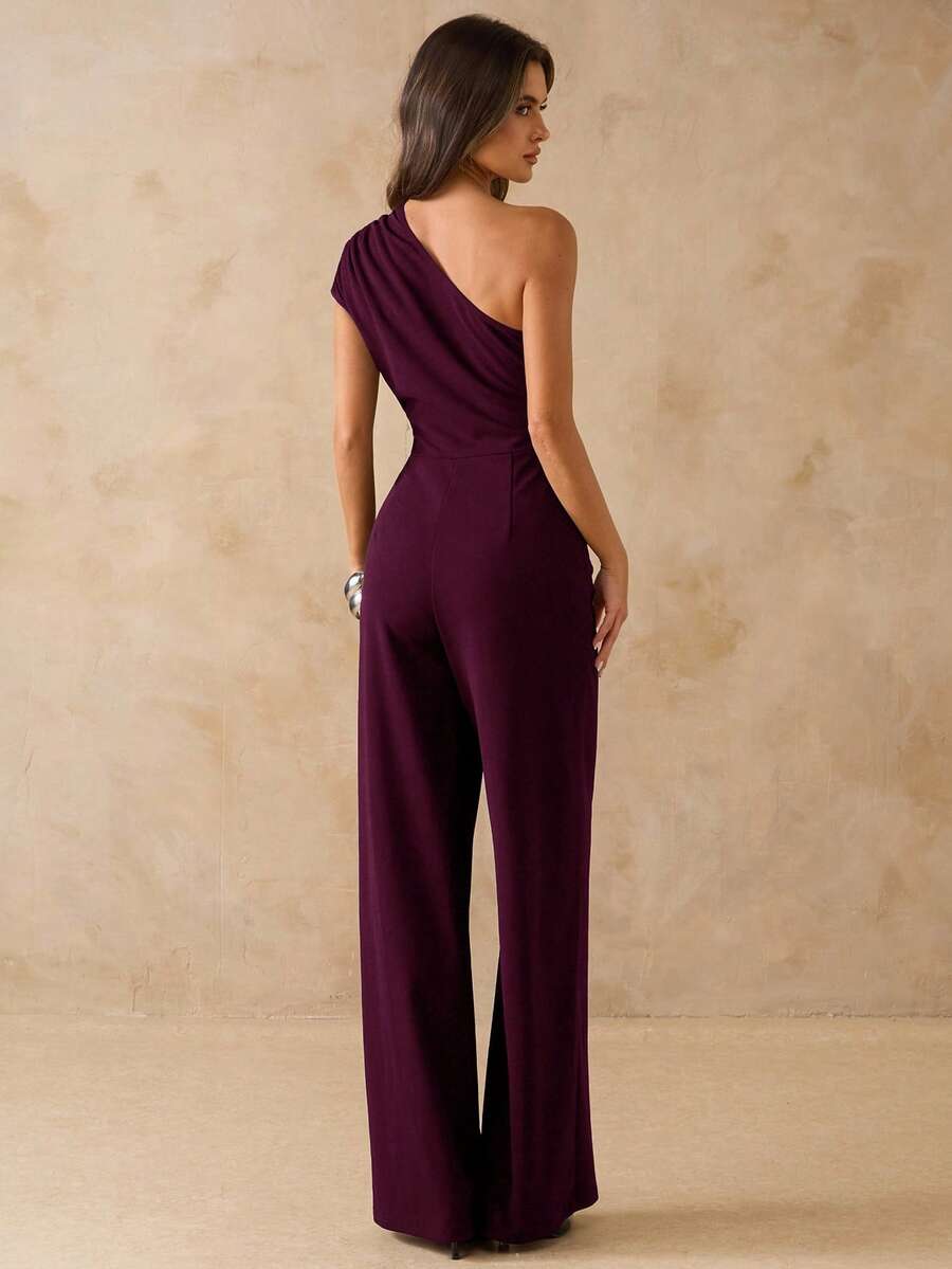 NORI - Asymmetrical One Shoulder Wide Leg Jumpsuit maxi dress