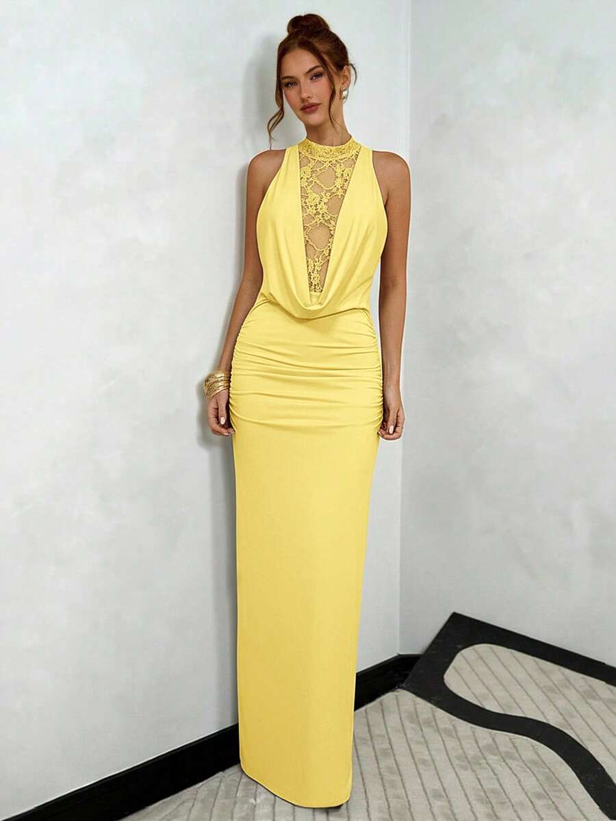 NARU - Lace Plunge Maxi Dress