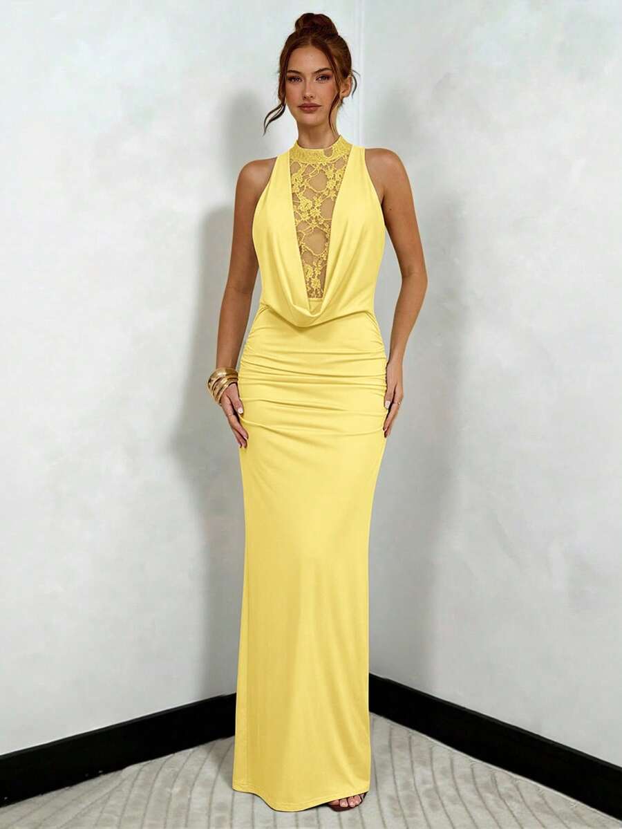 NARU - Lace Plunge Maxi Dress