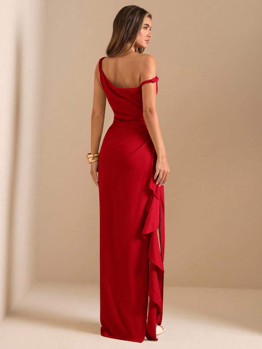 ROUELLE - One Shoulder Ruched Maxi Dress