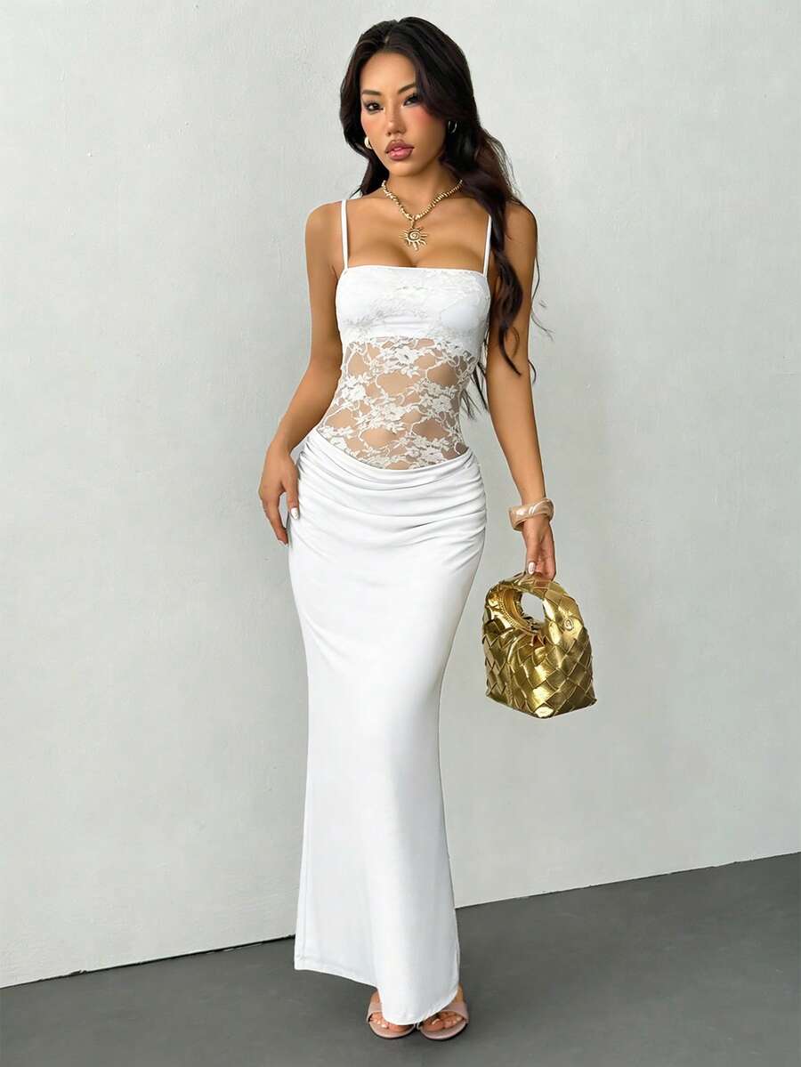 VALE -Lace Cami Bodycon Maxi Dress