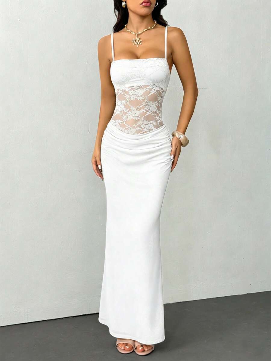 VALE -Lace Cami Bodycon Maxi Dress