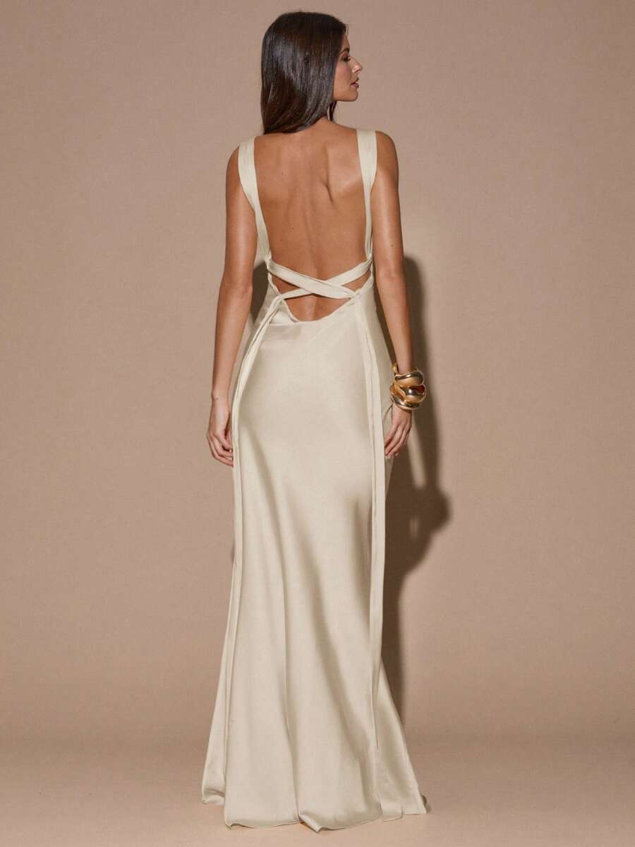 SOLÉA - Backless Maxi Dress Apricot