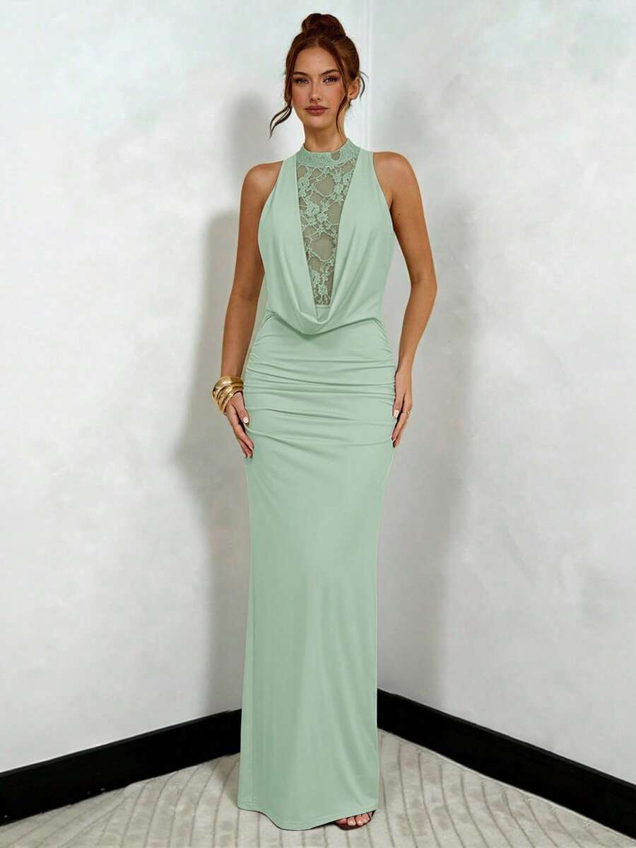 NARU - Lace Plunge Maxi Dress