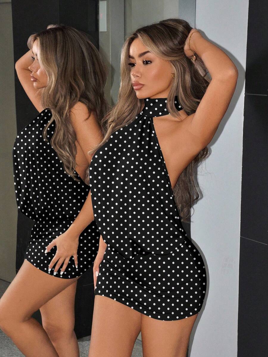 NOMA - High Neck Backless Bodycon Mini Dress