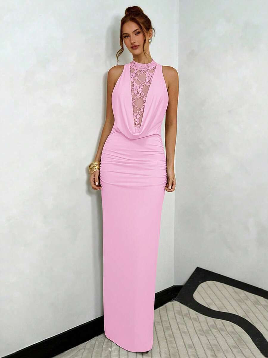 NARU - Lace Plunge Maxi Dress