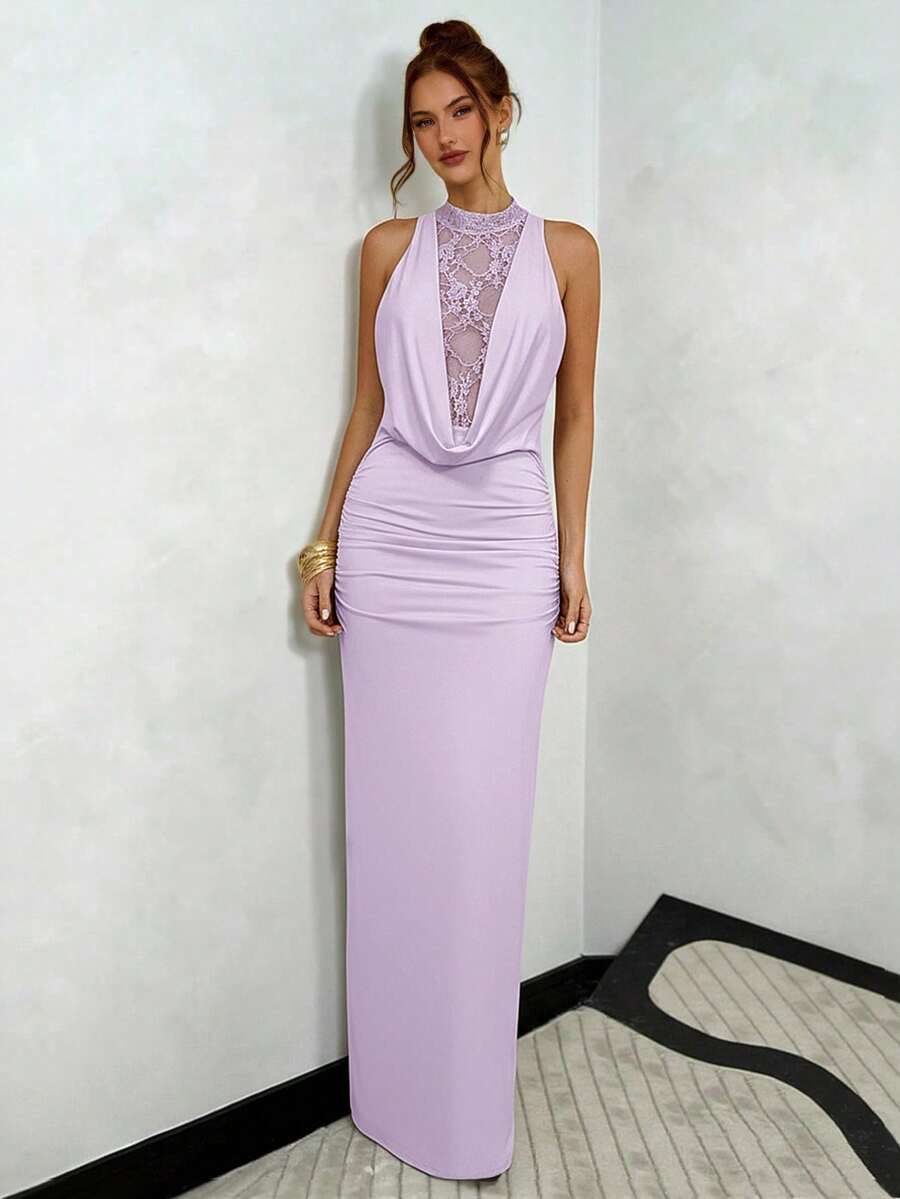 NARU - Lace Plunge Maxi Dress