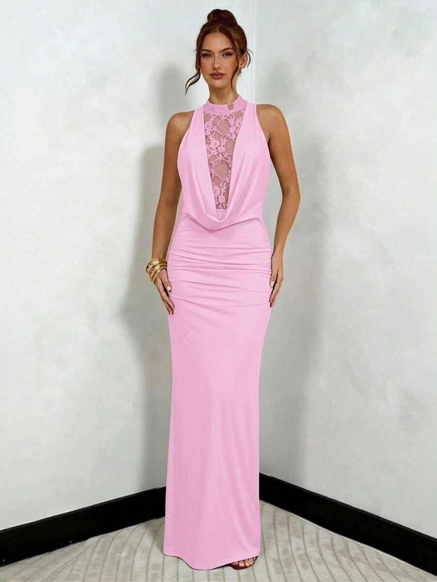 NARU - Lace Plunge Maxi Dress