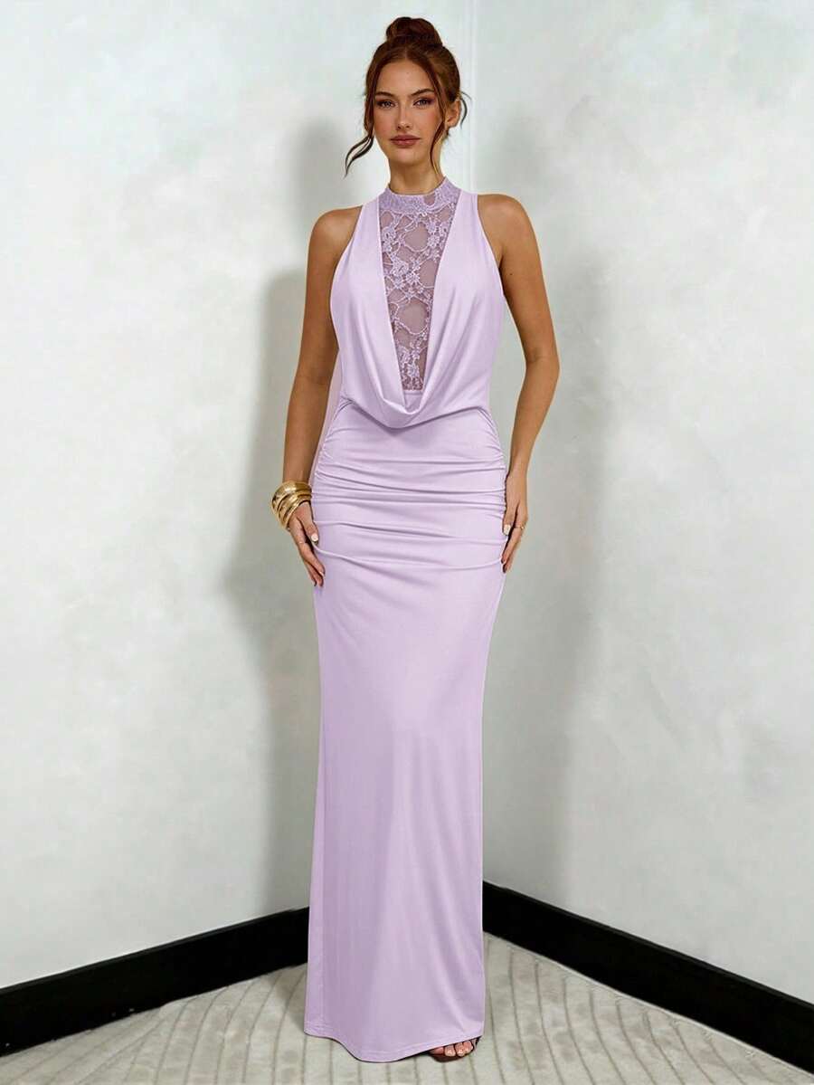 NARU - Lace Plunge Maxi Dress