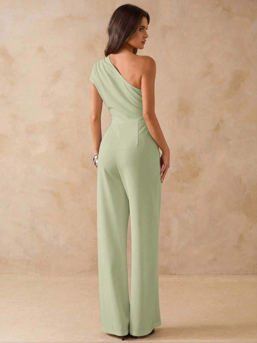 NORI - Asymmetrical One Shoulder Wide Leg Jumpsuit maxi dress