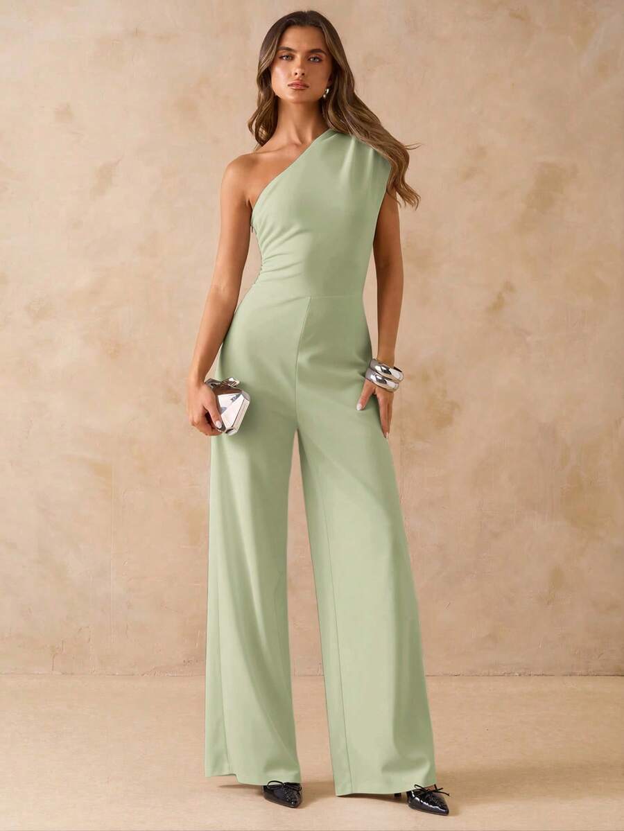 NORI - Asymmetrical One Shoulder Wide Leg Jumpsuit maxi dress