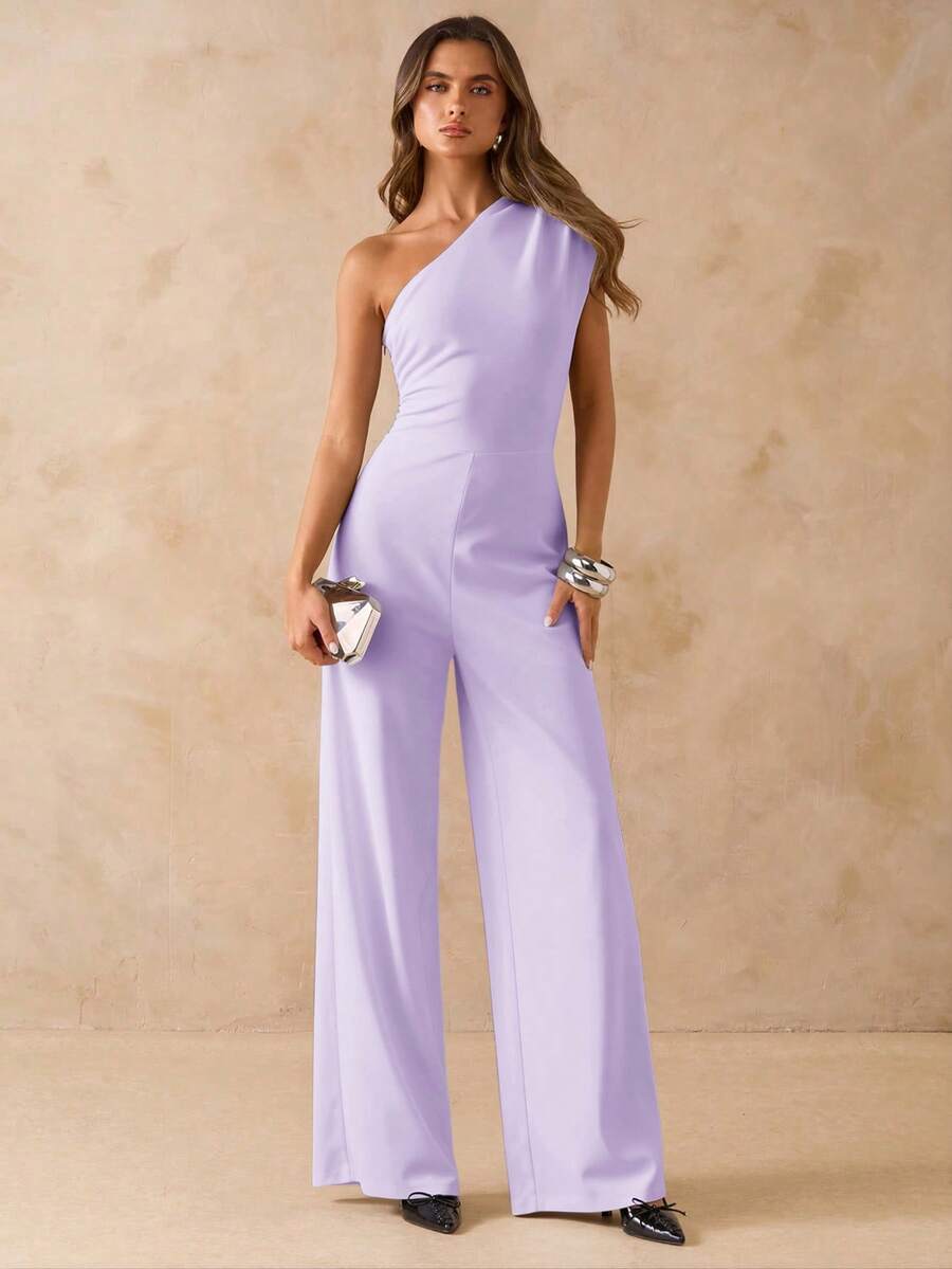 NORI - Asymmetrical One Shoulder Wide Leg Jumpsuit maxi dress
